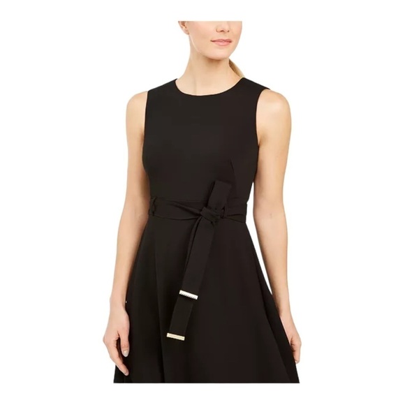 Calvin Klein A-Line Dress With Belt - Black - Size 16 - Picture 12 of 12